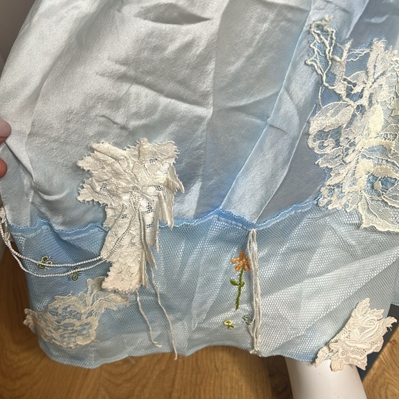 Voyage 1990’s Size 12 Long Maxi 100% Silk Mesh Chantilly Lace Low Waist Skirt - Picture 5 of 11